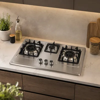 Ideal Appliances Premium 3-Burner Built-In Stainless Steel Gas Hob