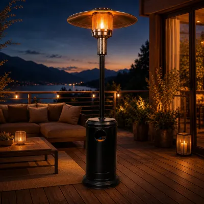 Full-Size Mushroom/Umbrella Style Outdoor Gas Patio Heater Mate Black